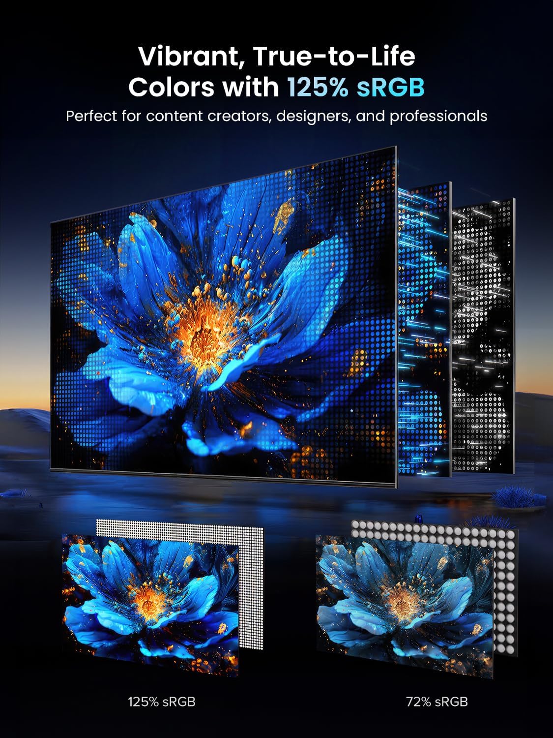 UPERFECT Portable Monitor 18.5-inch 120HZ 100% sRGB 1080P w/VESA & Stand 180° Adjustable Ultra-Slim & Lightweight Frameless FHD FreeSync IPS HDR Gaming Display, Travel Second Monitor for Laptop