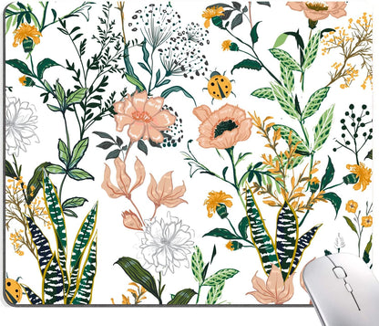 Mouse Pad, Premium-Textured Mouse Mat, Non-Slip Rubber Base Mousepad for Laptop, Computer & PC,9.5×7.9 in, Creamy White Floral