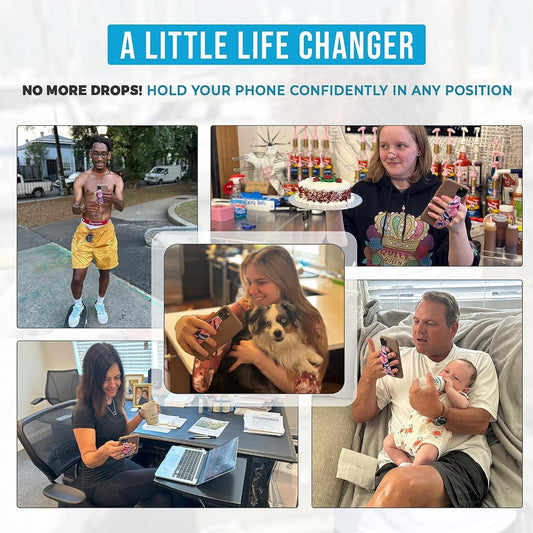 Universal Phone Grip Strap | Stretchable Phone Strap & Cell Phone Holder | Pack of 2 | Secure Hold for Busy Hands | Reversible & Durable Phone Hand Strap - Moon Sun & Turtle