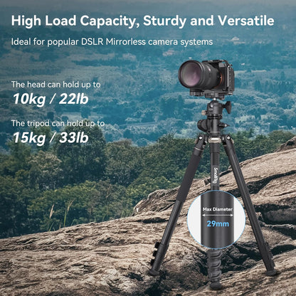 SmallRig CT200 72.8"/200cm Horizontal Overhead Tripod for Camera with Smartphone Holder & Carrying Bag, 33lb Max Load Aluminum Horizontal Camera Tripod for Overhead Shots
