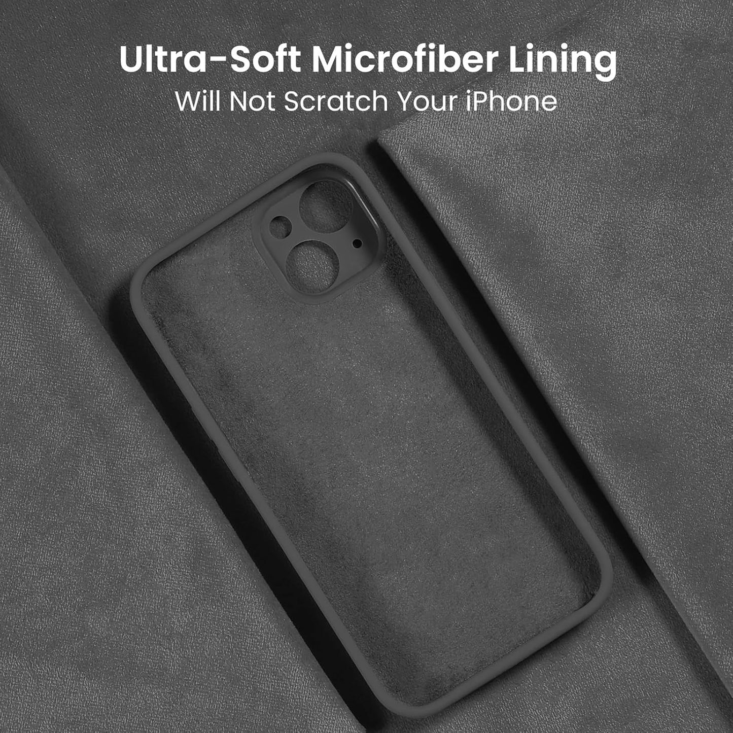 FireNova Designed for iPhone 15 Plus Case, Silicone [Camera Protection] Case with [2 Screen Protectors], Soft Anti-Scratch Microfiber Lining Inside, 6.7 inch, Space Gray