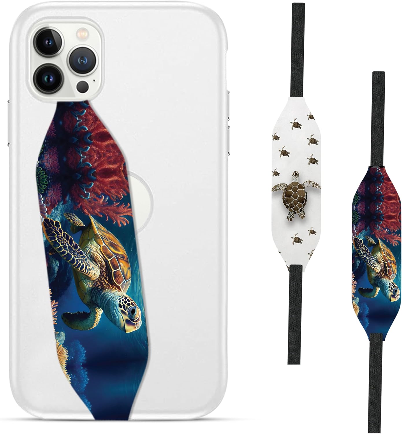 Phone Grip Strap - Pack of 2 Reversible Finger Holder for Phone Back, Customizable Anti-Slip Design, Wireless Charging Compatible Detachable Holder for iPhone - Michaelangelo