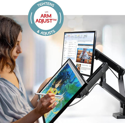 Dual Monitor Stand, Dual Monitor Arm, Dual Monitor Mount vesa Mount, up to 32 inch Monitor Desk Mount, soporte Monitor arms & Monitor Stands for 2 Monitors, Dual Monitor Riser Stand
