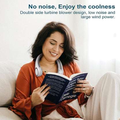 CIVPOWER Neck Fan: Portable Personal Neck Cooling Rechargeable Bladeless Fan - Hands Free 3 Speed 4000 mAh Battery USB Operated Wearable Headphone Design - for Men Women Outdoor Indoor (White)