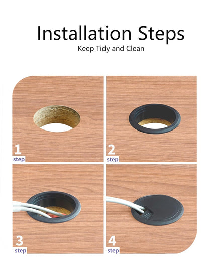 10 Pack Desk Grommet 50mm (2 inch) Bi-Metal Hole Saw Kit for Home Office,Cable Hole Covers,Black