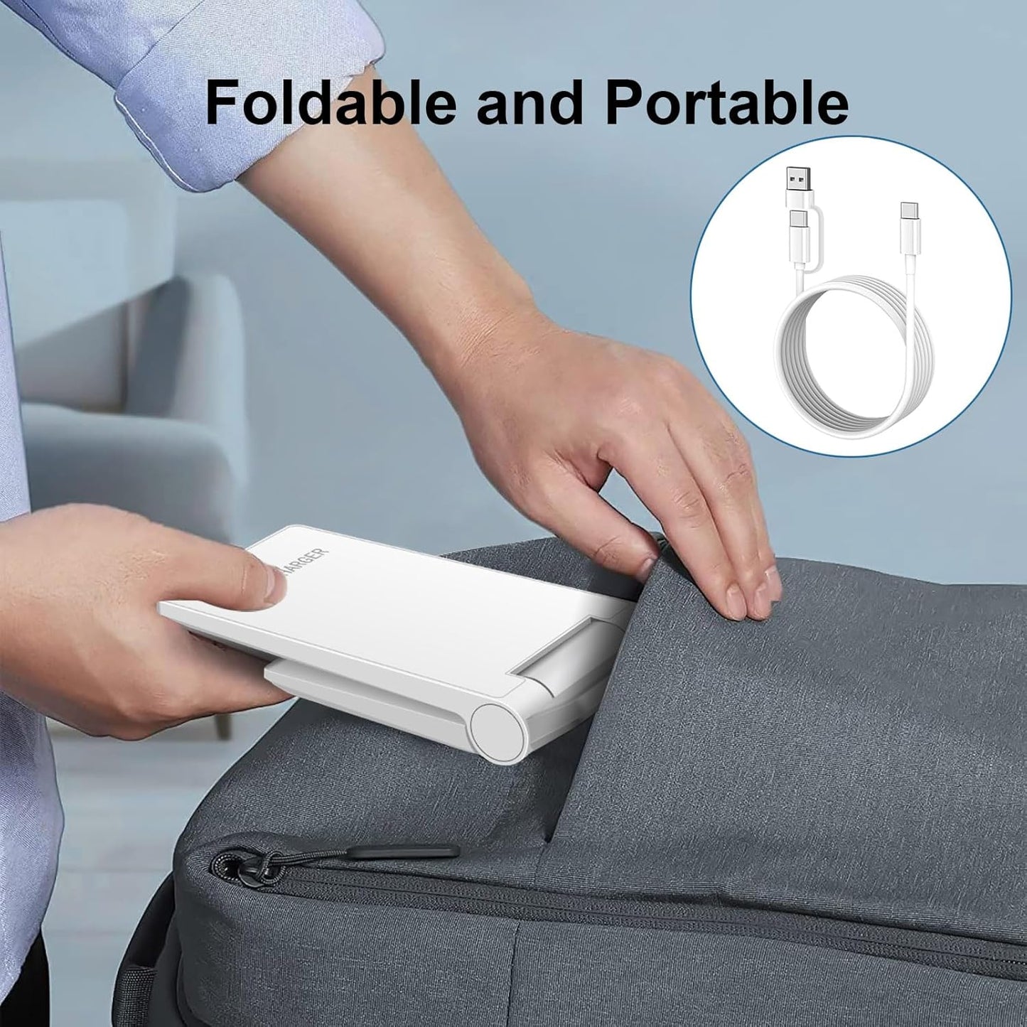 PDKUAI 2 in 1 Wireless Charger,[New Update] 25W Foldable Wireless Charging Station for iPhone 16/16 Pro/15/14/13/12/11/8/Airpods,Dual 15W Fast Dual Induction Charge Stand for Samsung Galaxy/Buds3