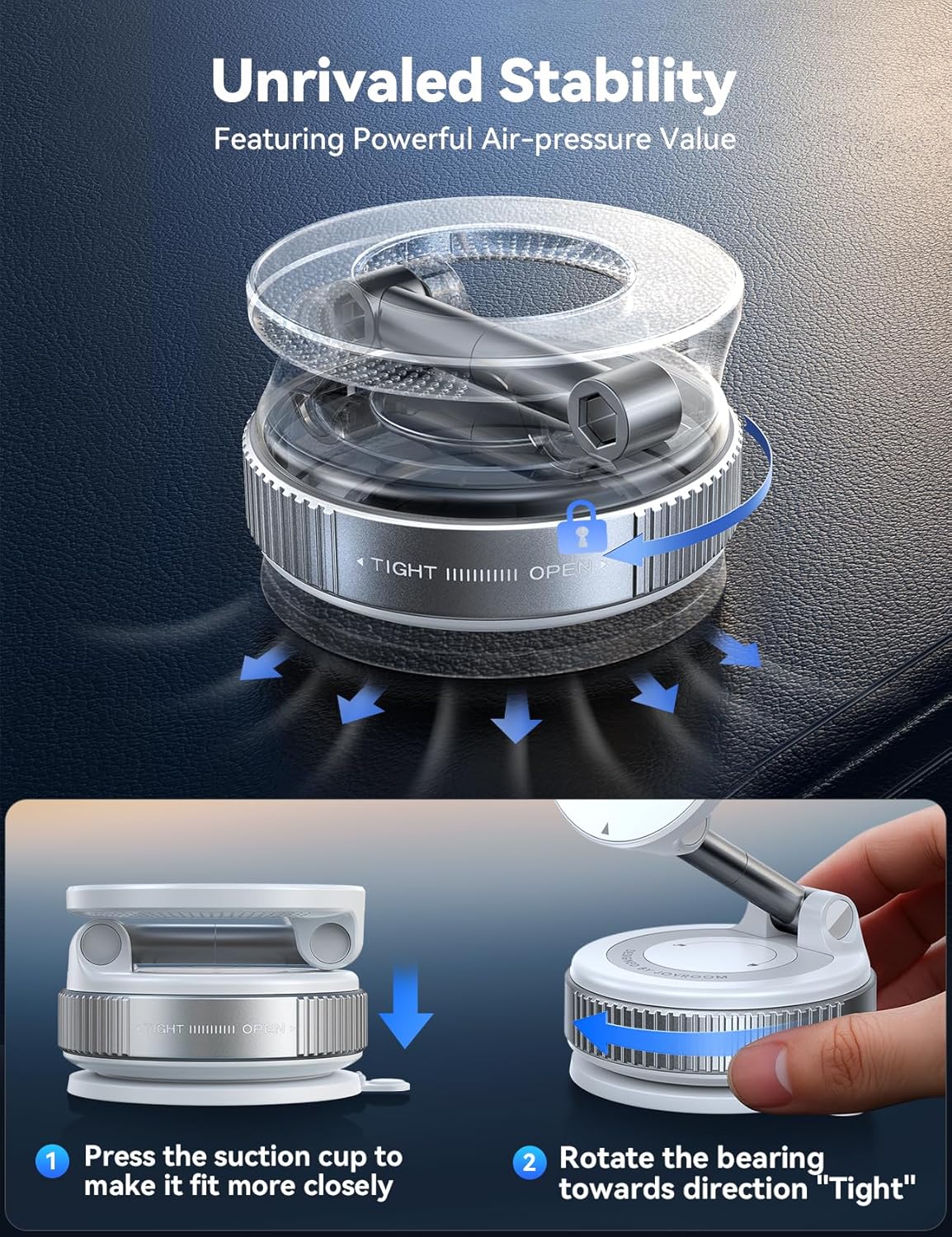 JOYROOM Vacuum Magnetic Car Phone Holder, Strongest Suction Cup 360° Adjustable Magsafe Car Phone Mount, Foldable Cell Phone Holders for Your Car for iPhone 16 Pro Max 15 14 13 12 Plus/Android