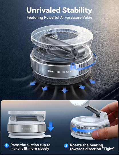 JOYROOM Vacuum Magnetic Car Phone Holder, Strongest Suction Cup 360° Adjustable Magsafe Car Phone Mount, Foldable Cell Phone Holders for Your Car for iPhone 16 Pro Max 15 14 13 12 Plus/Android