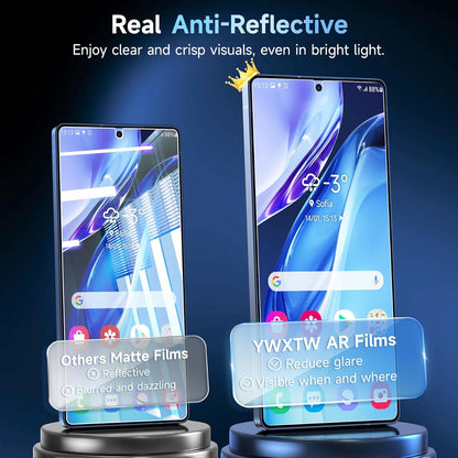 YWXTW Anti Reflective Screen Protector for Samsung Galaxy S25 Ultra, Anti Glare & EZ Unlock [Bubble Free Applicator] [Not Glass] Display Protective Film Shield Accessories Case Friendly, 2 Pack