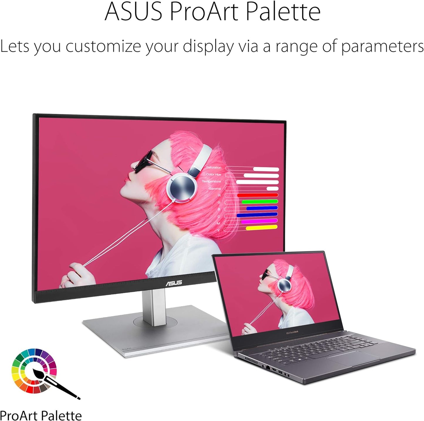 ASUS ProArt Display 27" Monitor PA278CV - WQHD (2560 x 1440), IPS, 100% sRGB, 100% Rec. 709, ΔE < 2, Calman Verified, USB Hub, USB-C, DisplayPort Daisy-chaining, HDMI, Eye Care, Height Adjustable