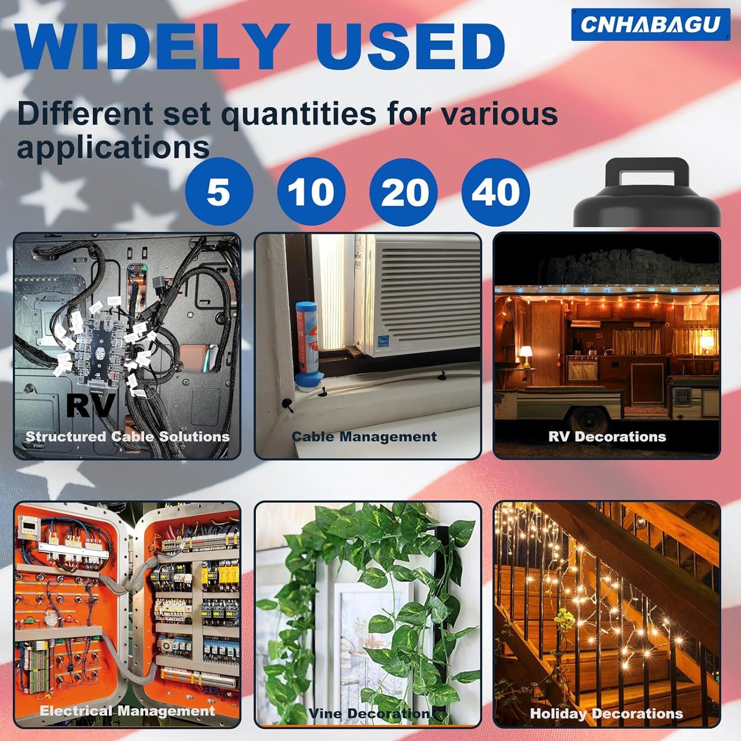 Magnetic Cable Zip Tie Mounts Clips Multipurpose Zip Ties Mount Base Holder Wire Cable Holder Mount Wire Clips Management for Home Office Marine Electrical Wiring (White, 20 Piece)