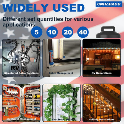 Magnetic Cable Zip Tie Mounts Clips Multipurpose Zip Ties Mount Base Holder Black Wire Cable Holder Mount Wire Clips Management for Home Office Marine Electrical Wiring (White, 5 Piece)