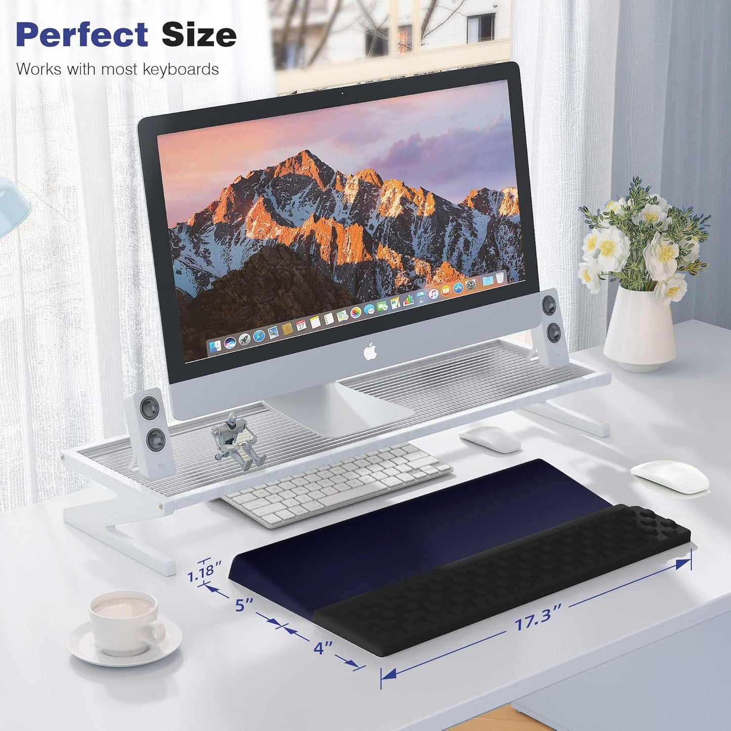 Ospelelf Ergonomic Keyboard Wrist Rest Stand Riser Holder Pad for Typing Black Blue