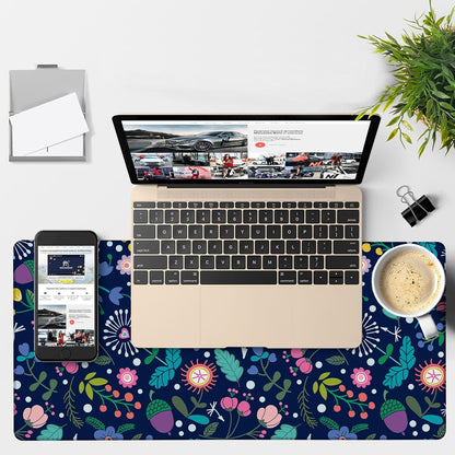 Gaming Desk Pad Large Extra Length Beautiful Floral Mouse Pad Keyboard Laptop Non-Slip Waterproof with Rubber Base Thick Stitched Edge Mouse Mat for Office Home 35.4 x 15.7 Inches