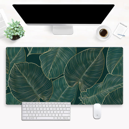 Green Desk Mat Monstera Palm Leaf Mouse Pad Large Gaming Mouse Pad XL Full Desk Mousepad Extended Keyboard Mat Big Long Mouse Mat Computer Laptop Desktop Mat Pad Desk Decor 31.5''X15.7''