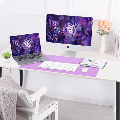 AFIING Dual-Sided Desk Pad, Natural Cork & PU Leather Large Mouse mats for Office and Home Work, Desk Protector Non-Slip, Waterproof, Easy Clean (Purple, 23.6" x 13.7")