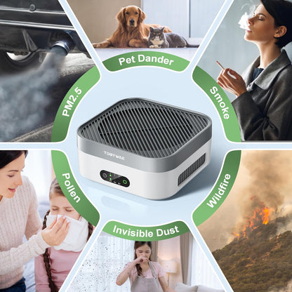 Air Purifier for Home – True HEPA Filter for Pets, Smoke & Allergies | 600 Sq Ft Coverage | Ultra-Quiet & Portable for Bedroom/Travel
