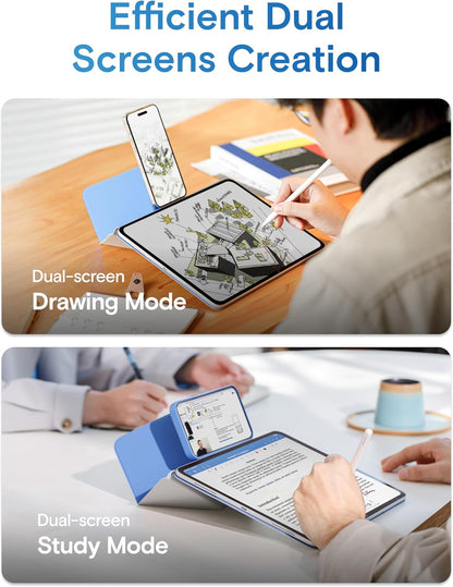 MOFT Dynamic Folio Case for iPad Air 11-inch (M3 2025 / M2 2024) & iPad Air 10.9-inch 5th 4th Generation 2022 2020, Silm Magnetic Stand Case with 20+ Viewing Angles,Panna Cotta x Faded Jeans