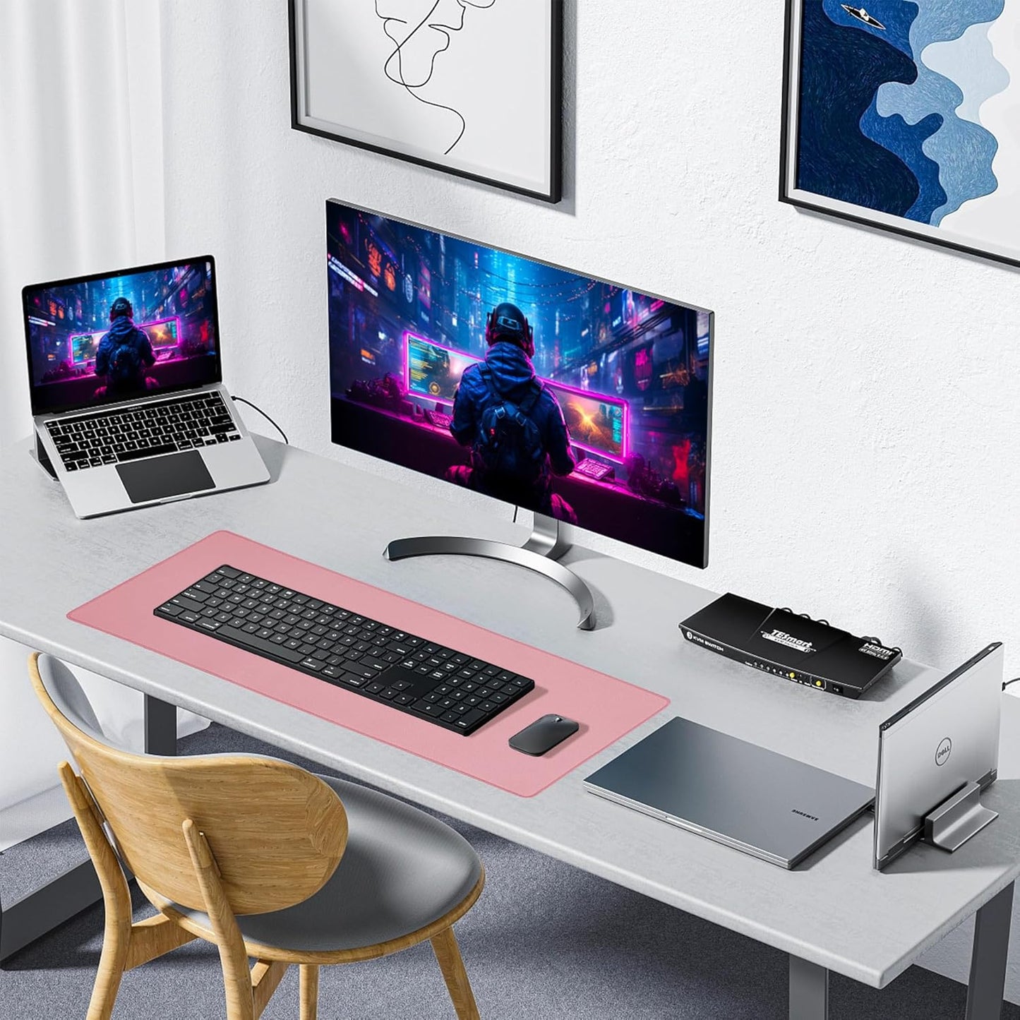 ALOANES Waterproof Mouse Pad with Durable Stitched Edge, XL Gaming Keyboard Pad, Non-Slip Rubber Base Mouse Mat, Extended Desk pad for Gamer, Office & Home, Dark Rose Mousepad 31.5''x 11.8''x 0.12''