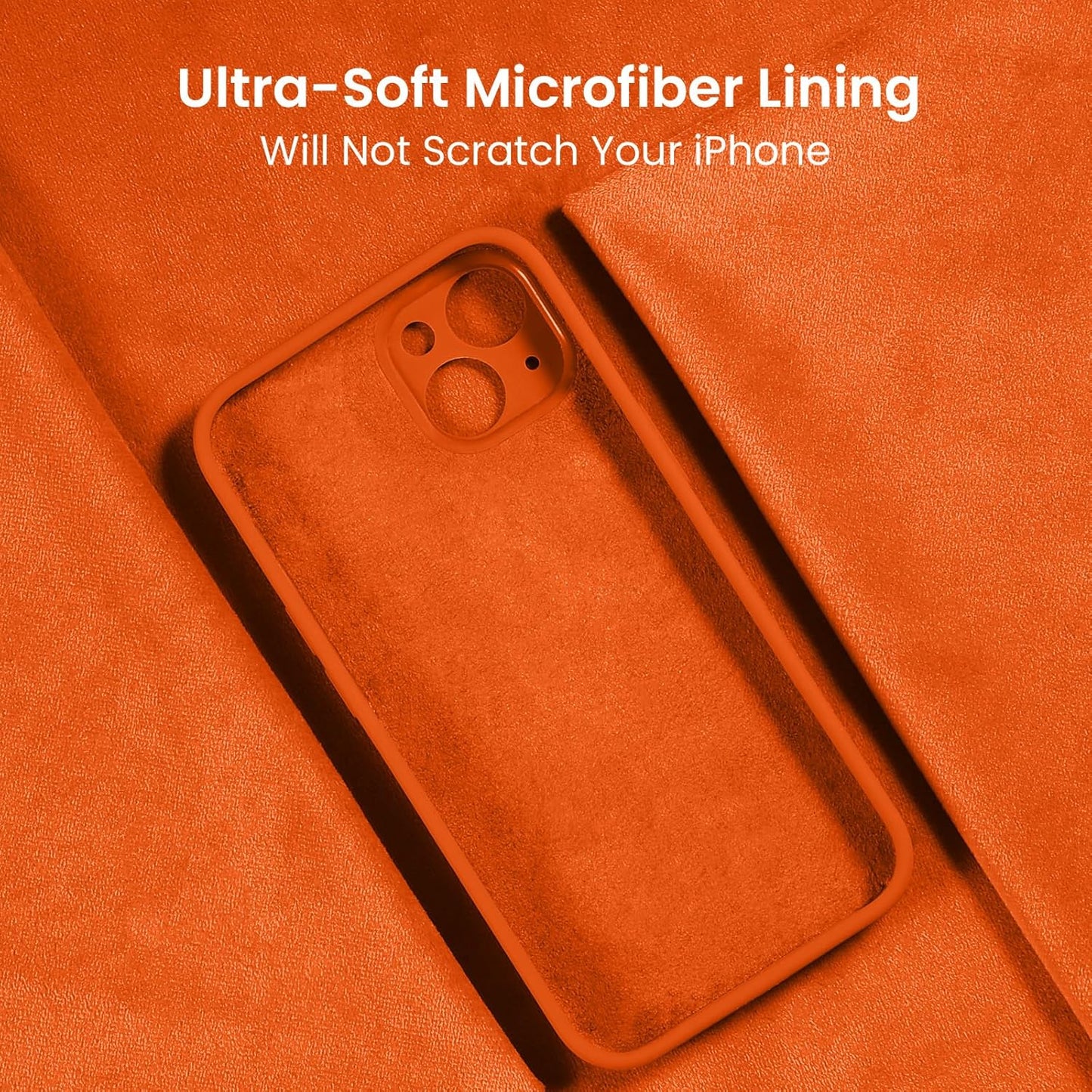 FireNova Designed for iPhone 15 Plus Case, Silicone [Camera Protection] Case with [2 Screen Protectors], Soft Anti-Scratch Microfiber Lining Inside, 6.7 inch, Neon Orange