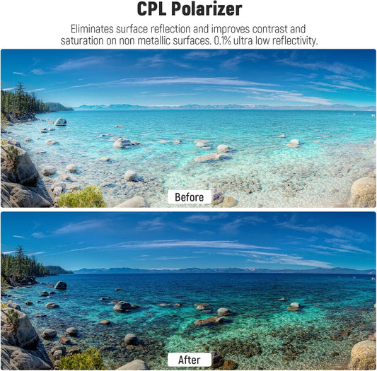 NEEWER 52mm CPL Filter for Phone, Clip On Circular Polarizing Lens Filter with Phone Clip, Storage Case & Cleaning Cloth, Compatible with iPhone Samsung Galaxy Android DSLR Camera, FL-26