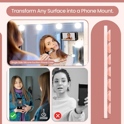 SUCKY Silicone Suction Phone Case Adhesive Octo Cup Buddy Mount - Anti-Slip Holder, Hands-Free Phone Accessory for iPhone and Android - Sticky Grip for Selfies, Videos - Chalk Pink