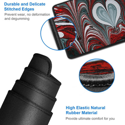 Gaming Mouse Pad, 31.5x15.7 inch Large Extended Computer Keyboard Mouse Mat, Water Resist Non-Slip Mousepad Rubber Base Long XXL Desk Mouse Pad for Work & Gaming, Office & Home, Red Heart