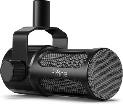 FIFINE XLR Dynamic Microphone, Studio Vocal Mic for Recording, All Metal XLR Podcast Microphone with Mid-Boost, Low-Cut Filter for Voice-Over, Compatible with Mixer/Audio Interface-AmpliTank TANK1