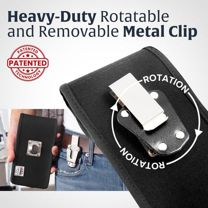 Turtleback Belt Clip for iPhone 16 Pro Max, 15 Pro Max, 14 Pro Max -Small- Fits w/Slim MagSafe Style Cases, Premium Black Nylon, Vertical Belt Holder, Magnetic Closure, HD Rotating Belt Clip