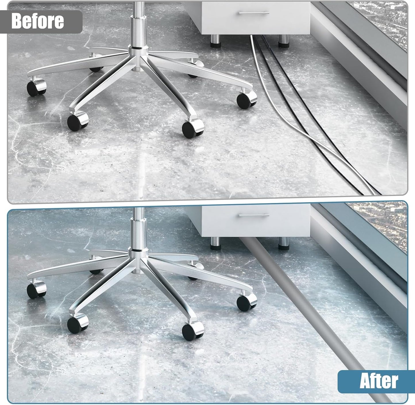 Floor Cord Covers for Wires 12FT Cable Hider Wire Cover Self Adhesive Cord Hider Floor for Offices, Homes, Workshops, Warehouses Cable Cavity 0.39" W x 0.27" H