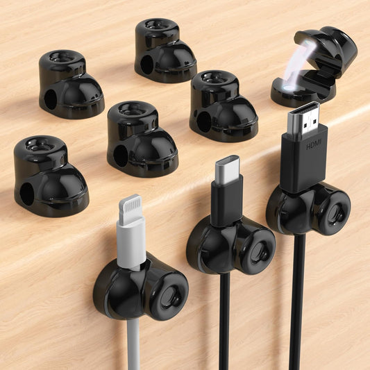 Magnetic Cable Clips, Adjustable Cord Holder Management, Adhesive Wire Keeper Organizer for Home Office Desk Phone PC Car Wall Desktop Nightstand Appliance (9-Pack Black Shoes)