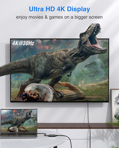 USB C to HDMI Adapter, 4K HDMI to USB-C Multiport Hub Adapter with 100W PD & USBA 3.0 Port, Type C Digital AV Converter for iPad Pro, MacBook Pro/Air, iPhone 15/16, Switch, TV, Monitor and More(Black)