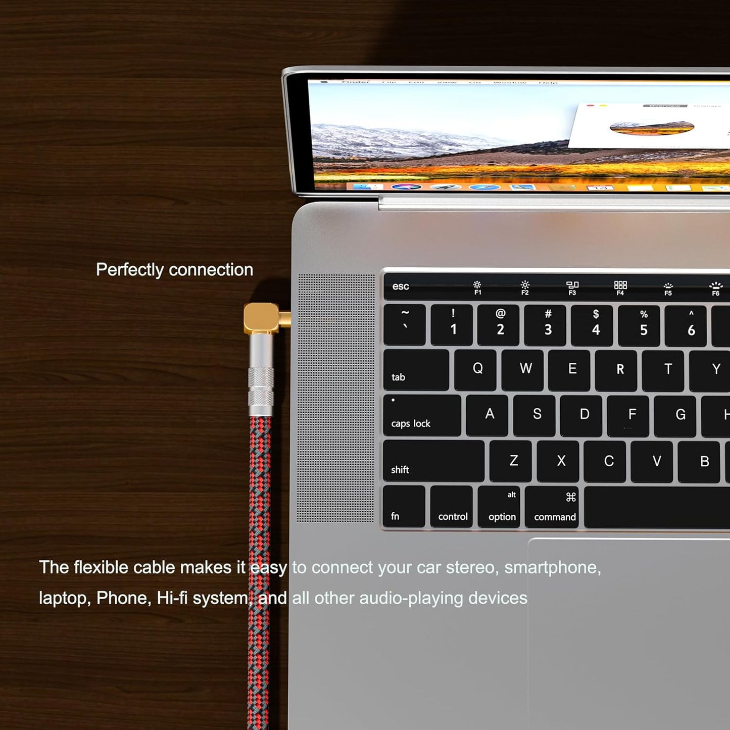 Audiophile High Purity Copper Aux Audio Cable 3.5mm Male to 3.5mm Male Audio Auxiliary Cord Gold-Plated Stereo HiFi Adapter Cable (Straight to Right Angle, 6.5ft/2m)