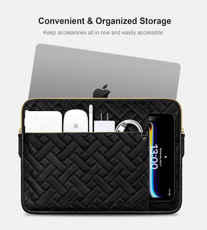 Lacdo 13 Inch Laptop Sleeve Case for 13 inch New MacBook Air M4 A3240 2025, M3 A3113, M2 A2681, M1 A2337 A2179 A1932 2024-2018 | 13" MacBook Pro M2/M1 A2338 A2251 A2289 Computer Bag, Elegant Black