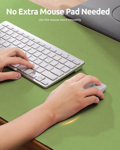 YSAGi Leather Desk Protector, Office Mat, Large Mouse Mat, Non-Slip PU Leather Blotter, Laptop Desk Pad, Waterproof Writing Pad for Office and Home (Leaf Green, 35.4" x 17")