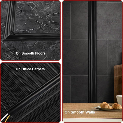 ZhiYo 8.2ft Cord Cover Floor, PVC Cord Covers for Wires on Floor, Soft Floor Cable Cover Cord Hider, Floor Cable Management Cable Protector for Commercial Office Carpet/Floors/Wall Light Brown