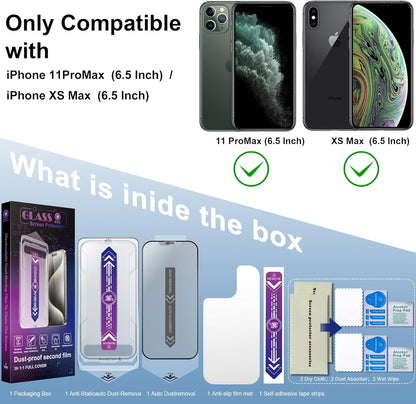 2 Pack Matte Screen Protector for iPhone 11 Pro Max and iPhon XS MAX 6.5-Inch Auto Dust Removal, No Bubbles, Tempered Glass Film, Easy Installation