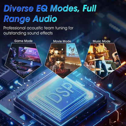 BESTISAN Computer Gaming Speakers with 8 RGB Modes, Compact Design, DC Powered Desktop Speaker with 3 EQ Modes, 50W Active Speakers with Bluetooth 5.3, AUX in, Headphone, Type-C Port for PC/Laptop/TV