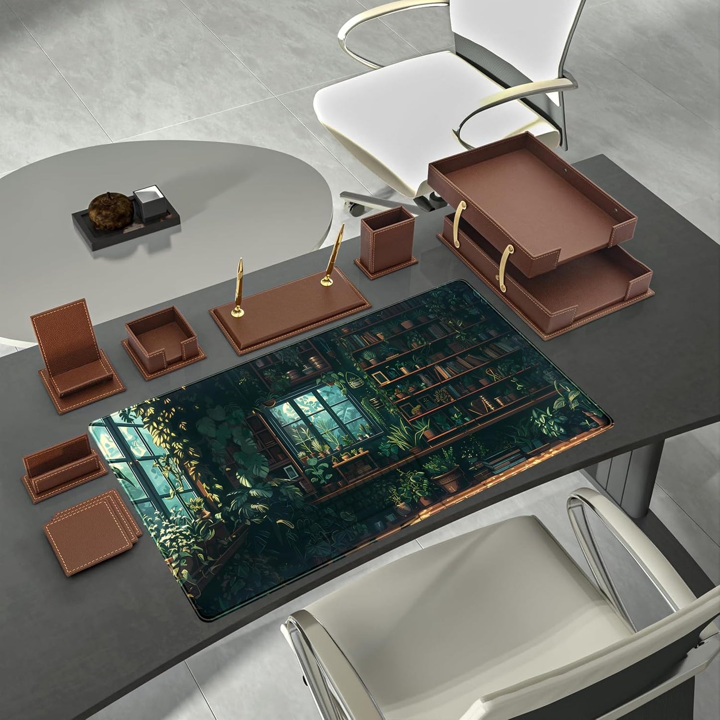 Green Plant Desk Pad Gaming Pad Extra Large Desk Mats Full Desk Mouse Pad XXL, Desktop Mat Computer Laptop Keyboard Pads, Office Home Decor Table Pad Cute Desk Accessories 31.5" x 15.7"