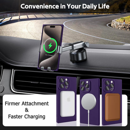 Designed for iPhone 15 Pro Max Case Compatible with Magsafe Cover Camera Lens Protector Military Grade Protection Shockproof Soft TPU Slim Magnetic Phone Case for iPhone 15 Pro Max Dark Purple