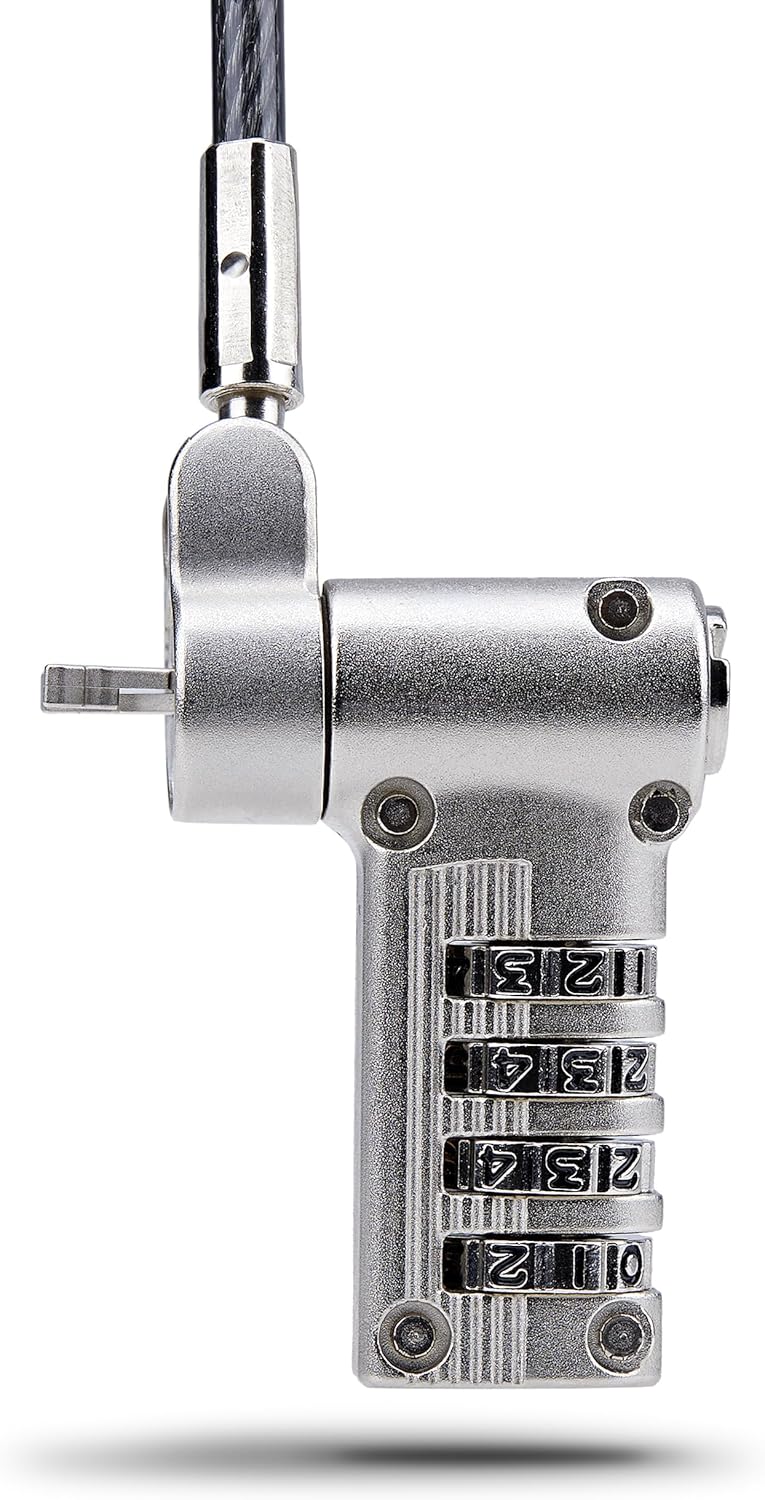 StarTech.com Universal Laptop Cable Lock 6.6ft (2m), Serialized Security Cable, Compatible with Noble Wedge/Nano/K-Slot; TAA