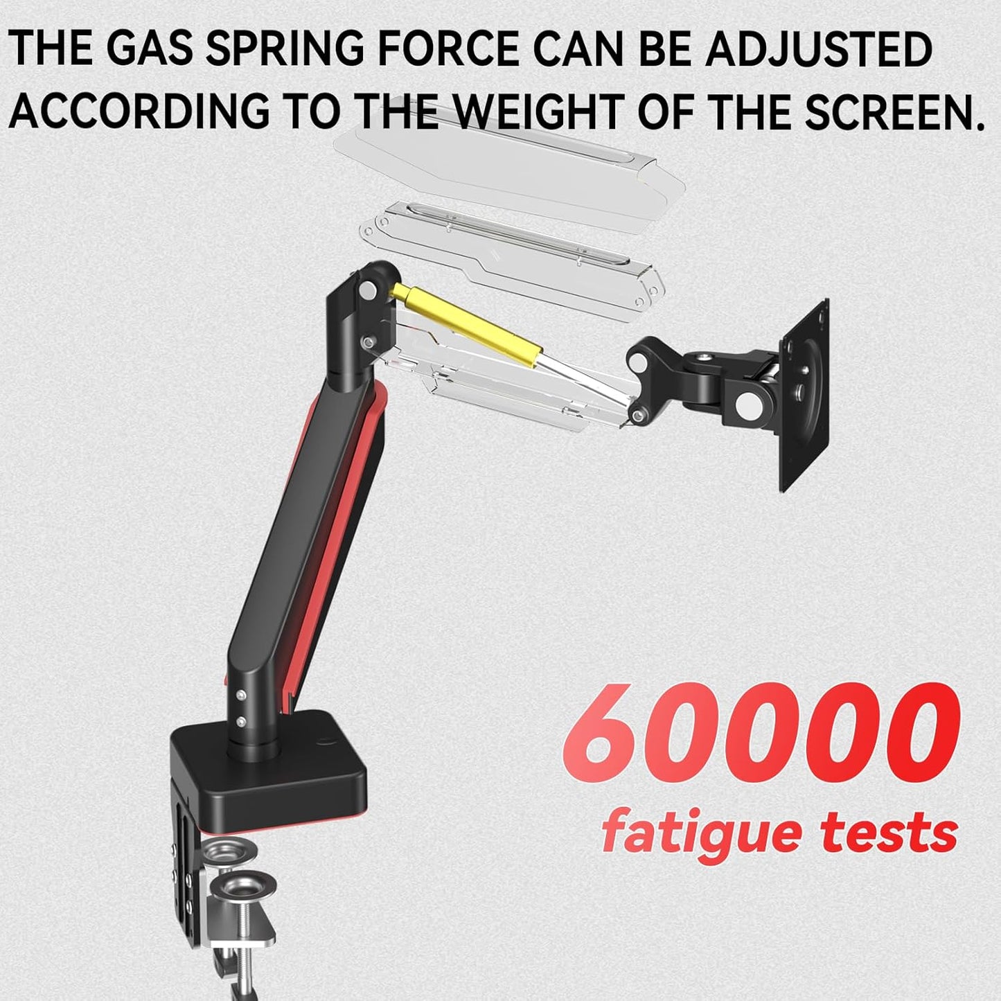 Premium Aluminum Heavy Duty Monitor Arm, for Ultrawide 14 to 49 inches and 44 lbs Single Desk Mount Stand, Pneumatic Height Adjustable, Max VESA 100x100, Black A9B