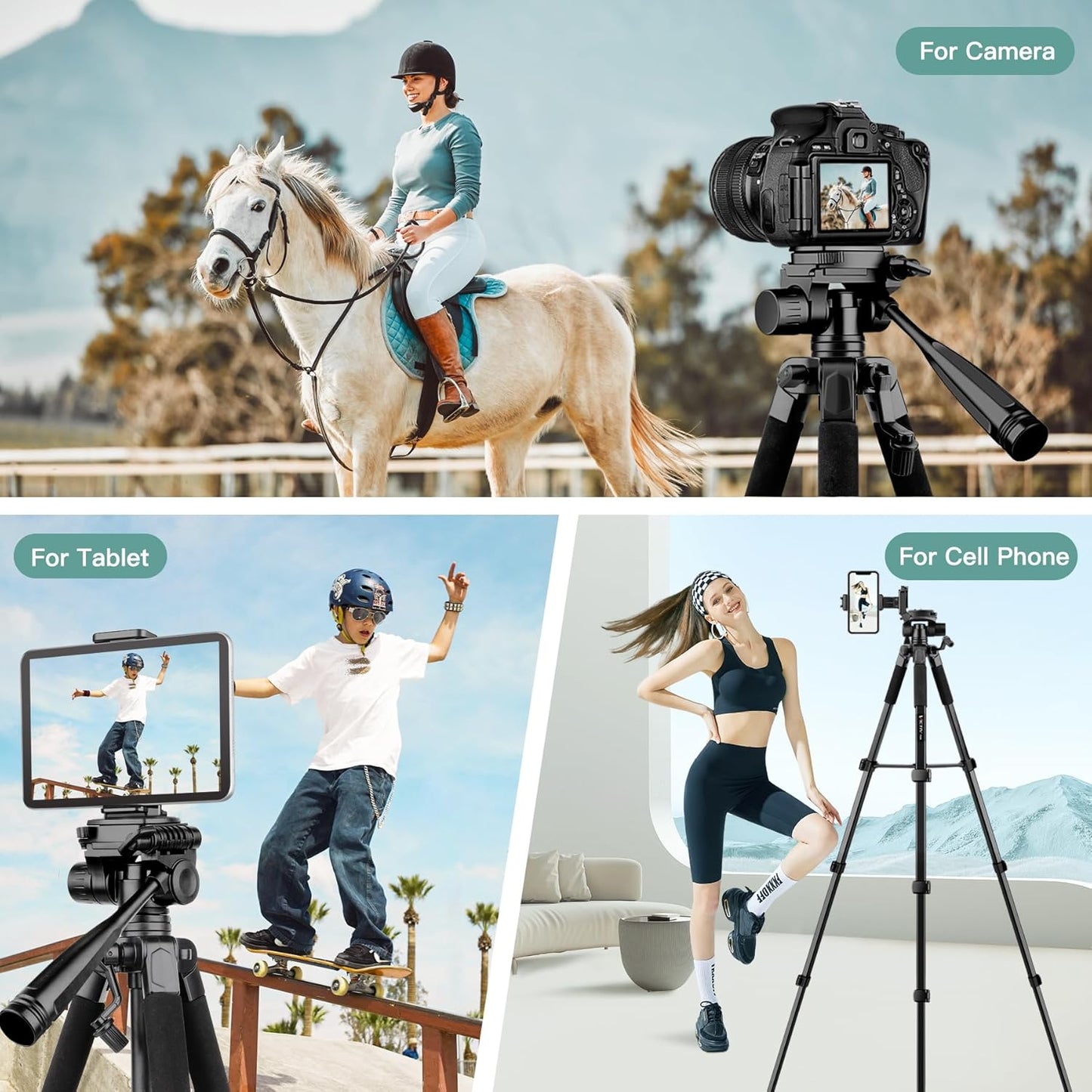 Victiv 68" Phone Tripod Stand, Tablet Tripod for iPhone iPad with Remote and Holder, Phone Stand for Video Recording Travel Photo Vlog Photography, Compatible with Smartphone Digital Camera