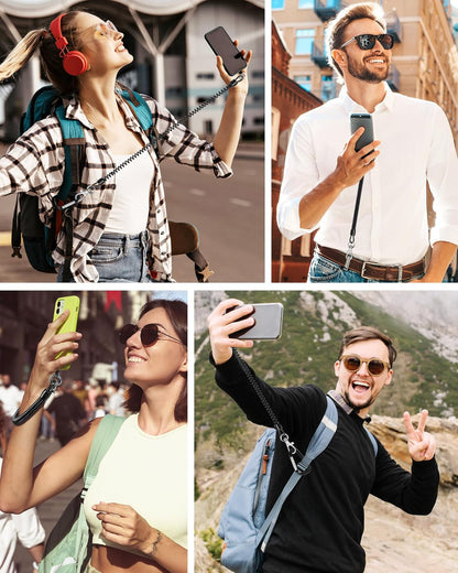 SHANSHUI Phone Lanyard, Spring Rope Phone Tether Tabs with Mountaineering Buckle Free Your Hands Anti Theft Outdoor Skiing Cycling Climbing Strap Fitting for All Smartphones