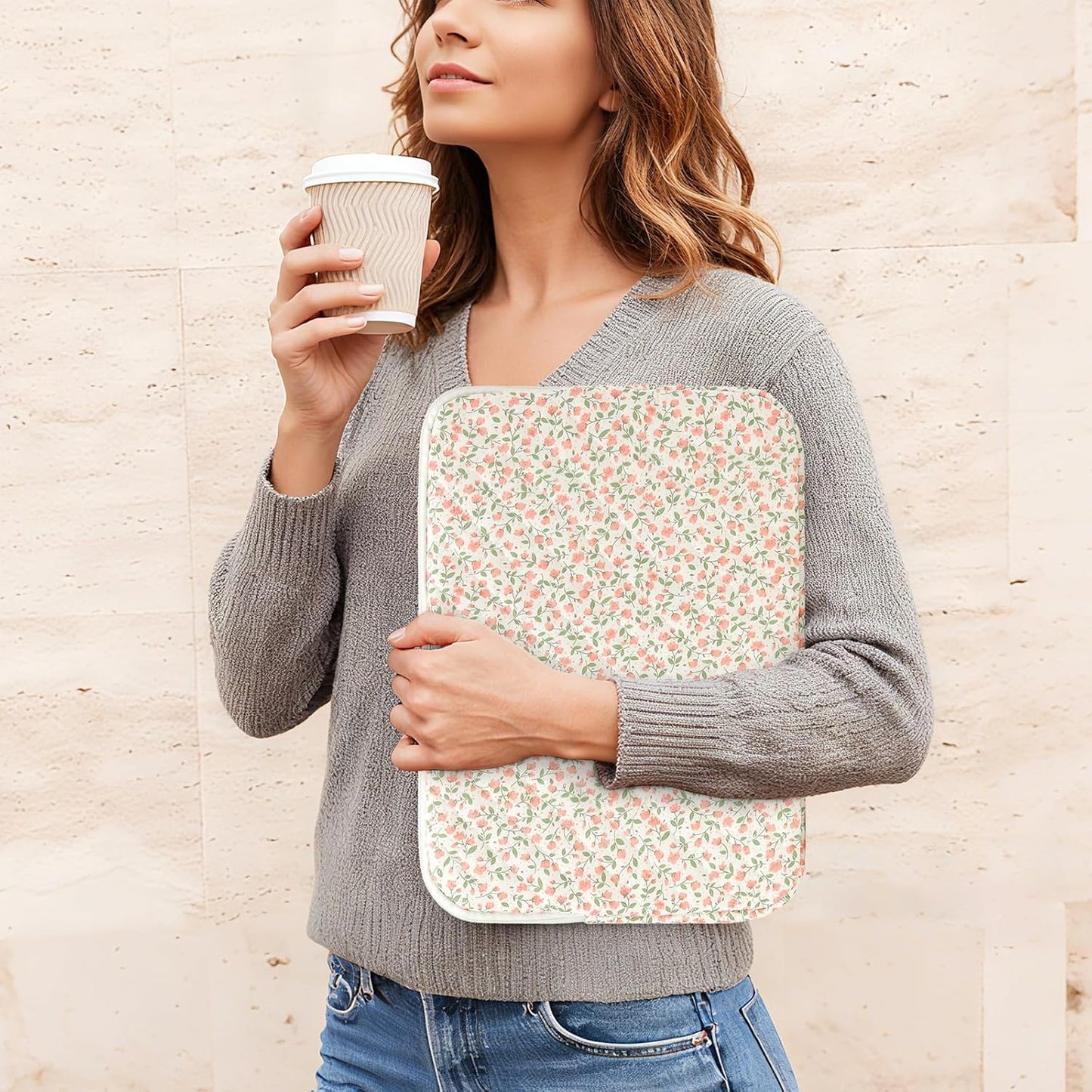 Puffy Laptop Sleeve 13-15.6 Inch Cute Quilted Laptop Protective Case Padded Floral Computer Sleeve for MacBook (B-Pink, 13 Inch)