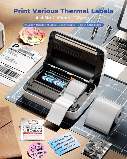 Phomemo Thermal Label Printer, Bluetooth M421 4 x 6 Shipping Label Printer, Portable Printers for Shipping, Warehouse, Barcode, Address,Compatible with Phone & PC,