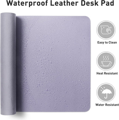 Aothia Leather Desk Pad Protector, Mouse Pad, Office Desk Mat, Non-Slip PU Leather Desk Blotter, Laptop Desk Pad, Waterproof Desk Writing Pad for Office and Home (31.5" x 15.7", Lavender)
