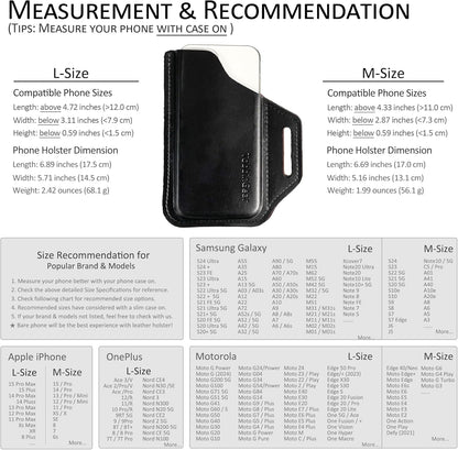 TobbinGear Leather Belt Phone Pouch, Left Handed Leather Cell Phone Holster, Universal Phone Case with Belt Loops, for Men and Women Black Large