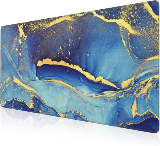 Mouse Pad, Large Alcohol Ink Art Desk Mat, Extended Non-Slip Gaming Keyboard Mousepad Desk Pad, Thick Stitched Edges Waterproof Mouse Mat 31.5"x15.7" (Abstract Fluid Art Painting)