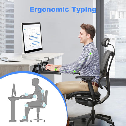 Keyboard Tray Under Desk Large C-Clamp 25.6” (30” Including Clamps) x 11.8” Slide-Out Platform Computer Drawer Pull Out Keyboard & Mouse Tray Black DSF4